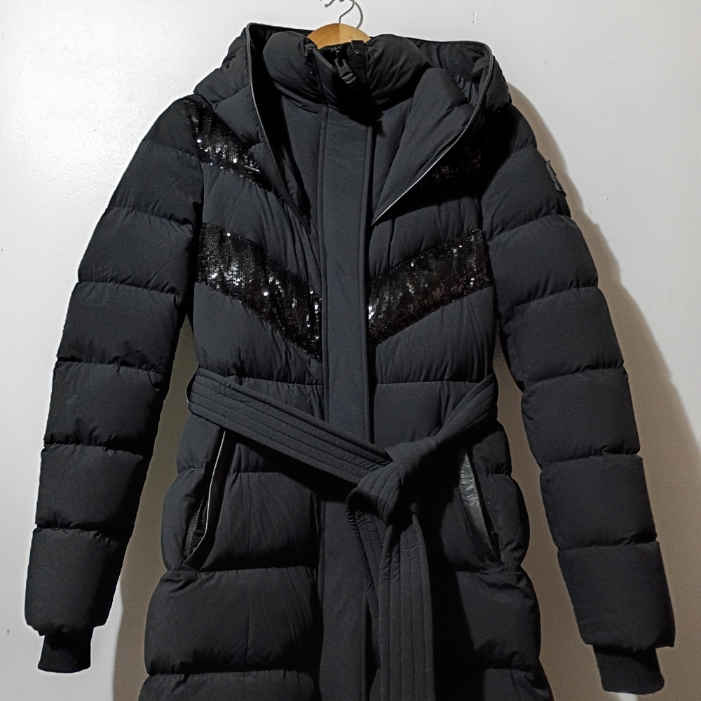 Mackage Adina Down Long Winter Coat With Sequins! Gorgeous!! Size Small Black - Picture 3 of 9